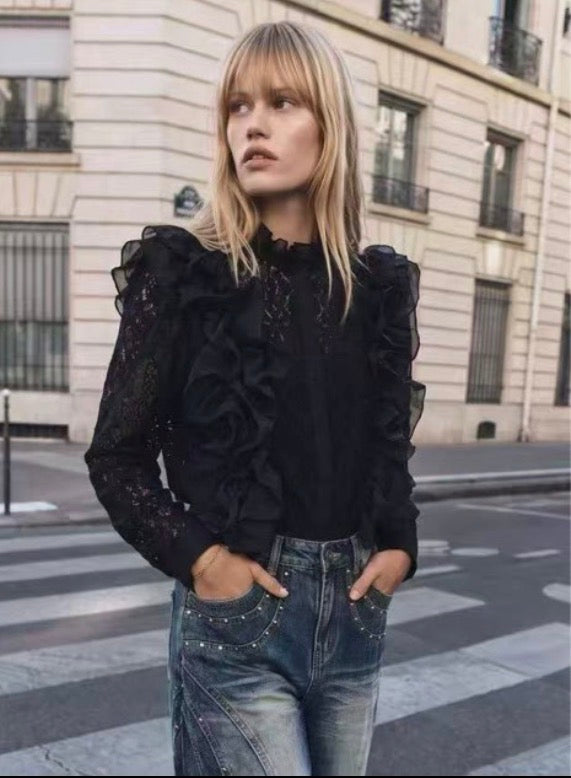 Ruffle lace blouse