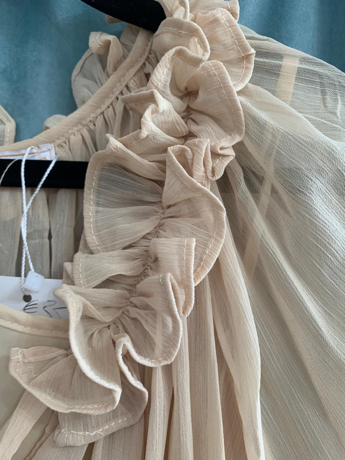 Ruffle Tie-Neck Chiffon Blouse