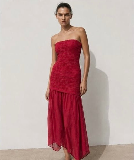 Strapless midi dress