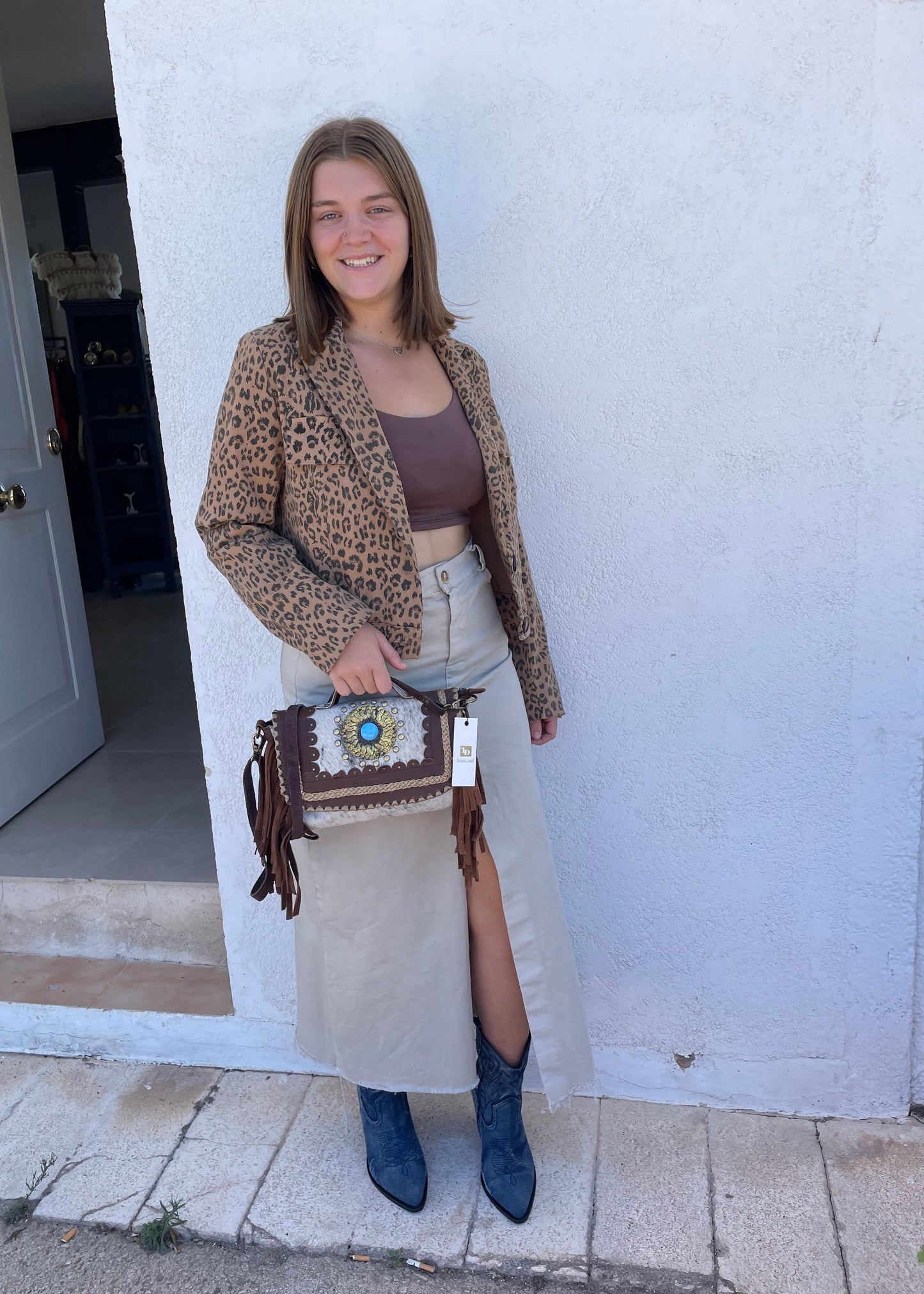 Leopard Print Cropped Jacket