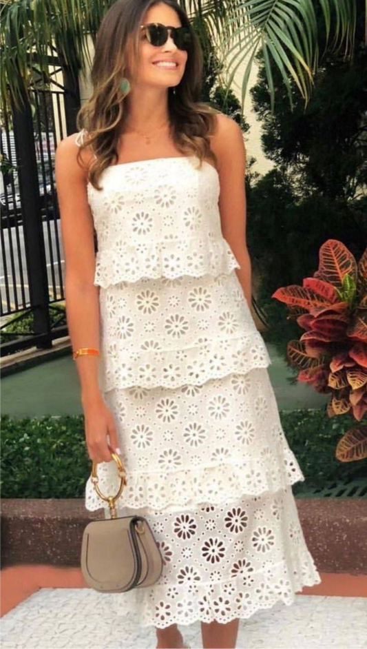 Broderie Anglais Tiered dress