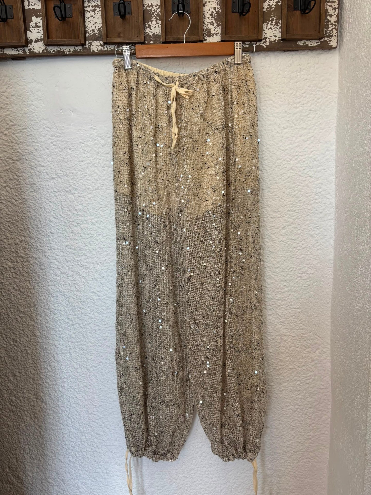 Sequin Mesh Wide Leg Trousers | Sparkle Beach Pants