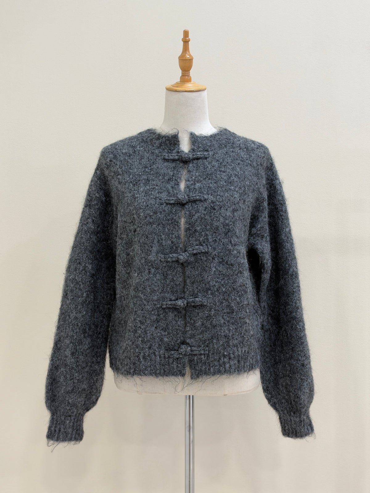 Knot Fastening Fluffy Knit Cardigan