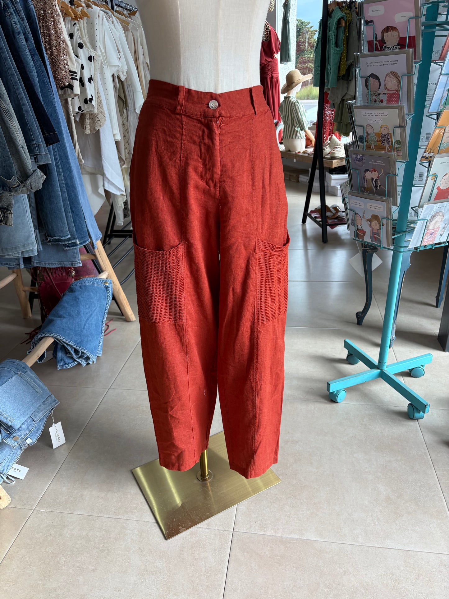 Linen cargo pants
