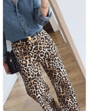 Wide leg leopard jeans