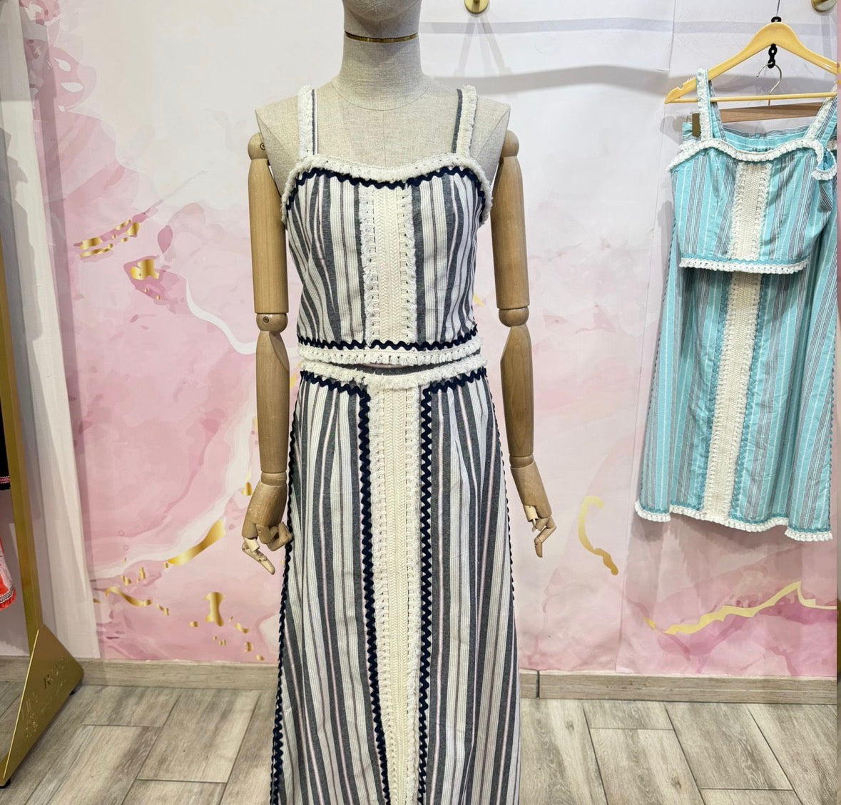 Stripe & Fringe top and Maxi Skirt