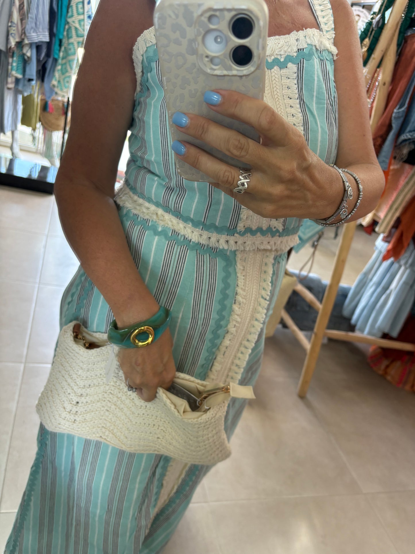 Stripe & Fringe top and Maxi Skirt