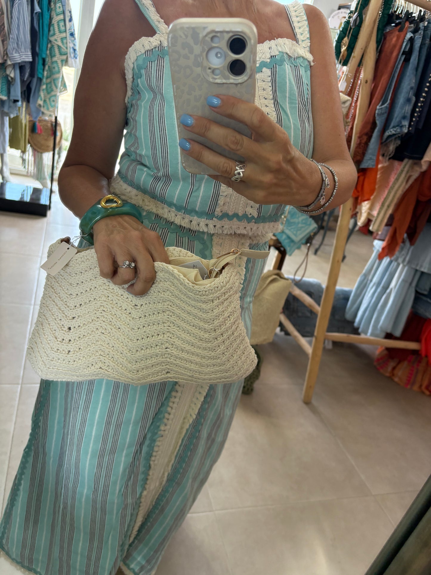 Stripe & Fringe top and Maxi Skirt