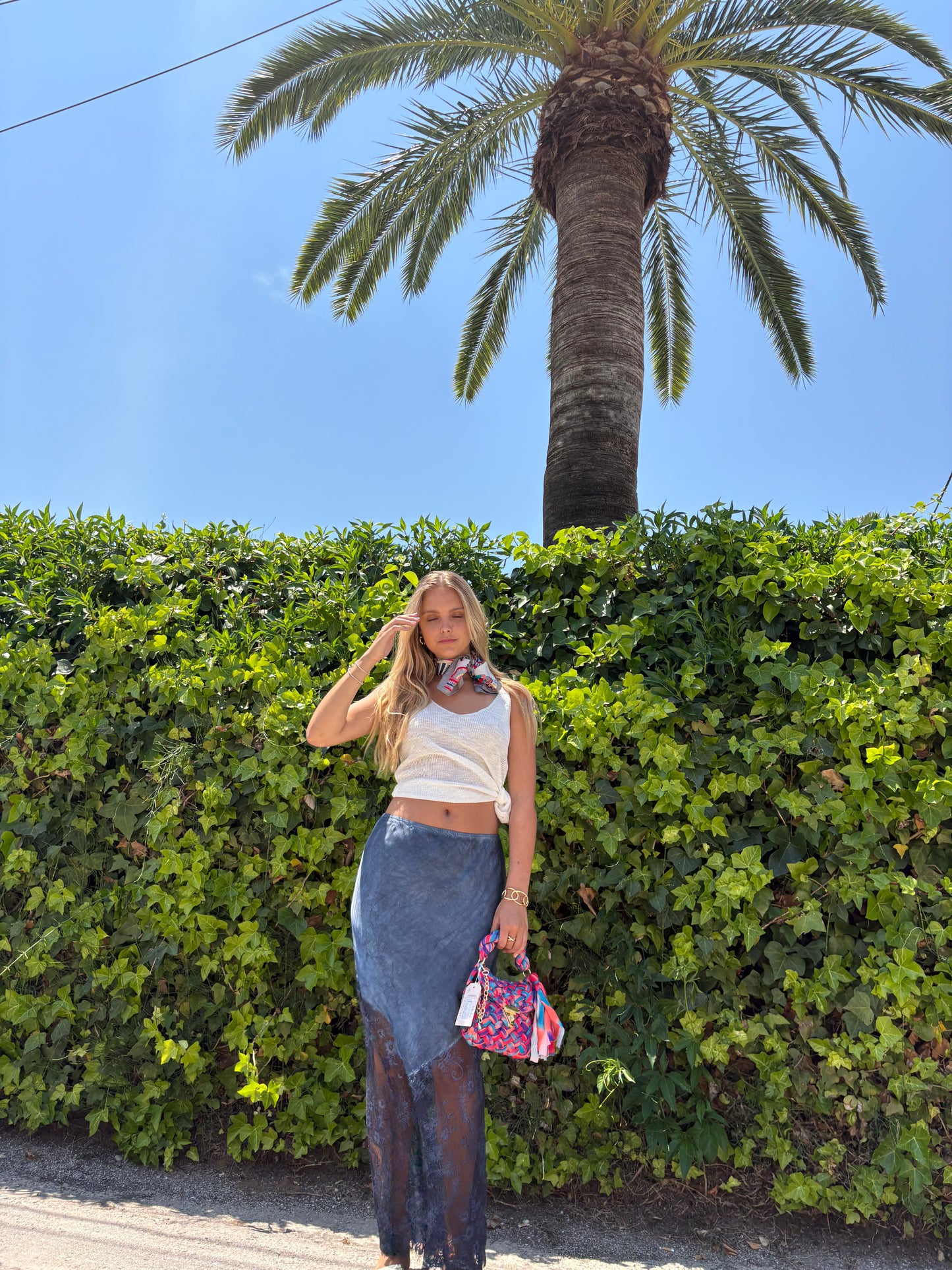 Lace hem maxi skirt