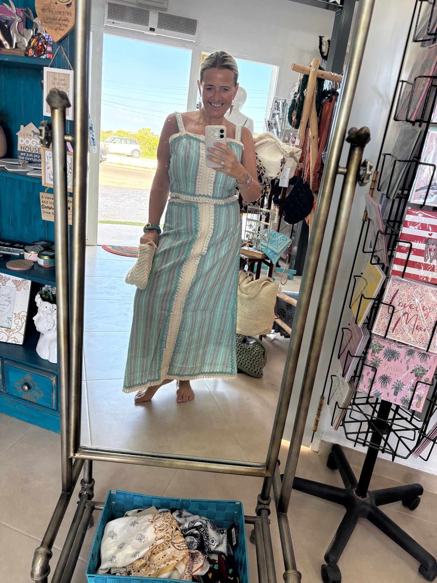 Stripe & Fringe top and Maxi Skirt
