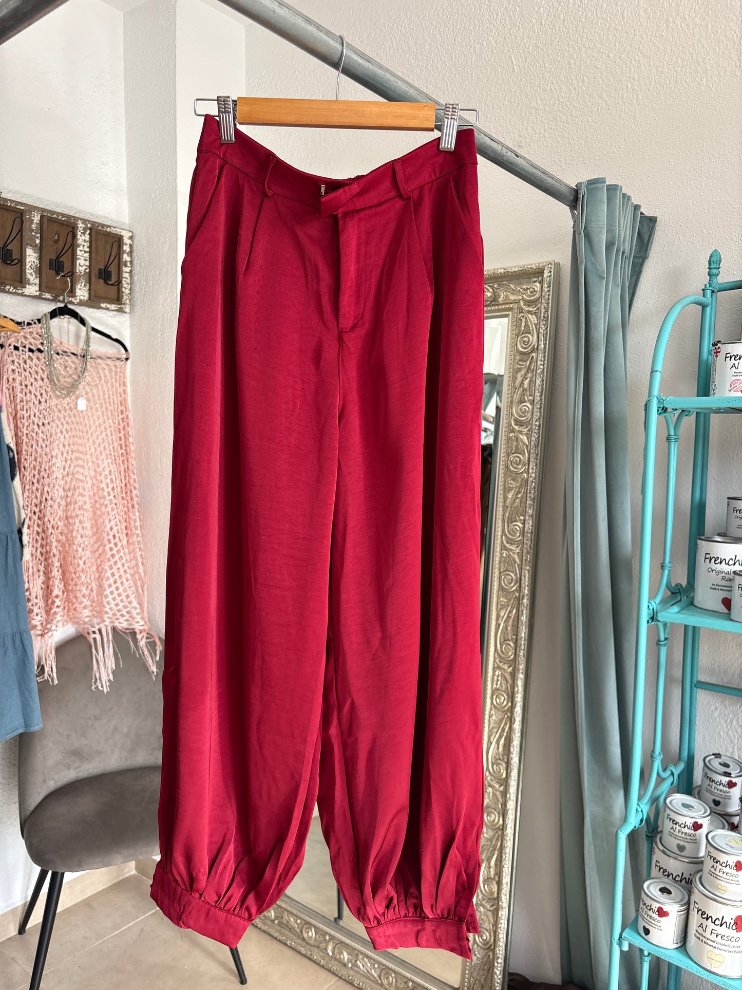 Ankle Cuffed Satin Trousers
