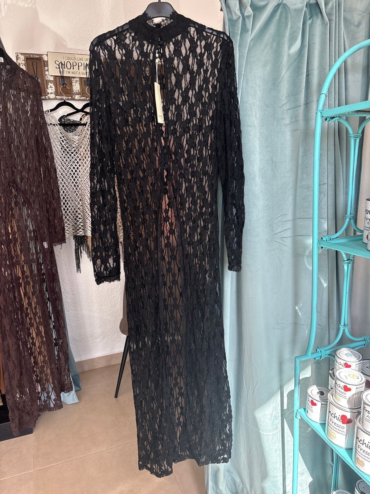 Assymetrical lace overlay top
