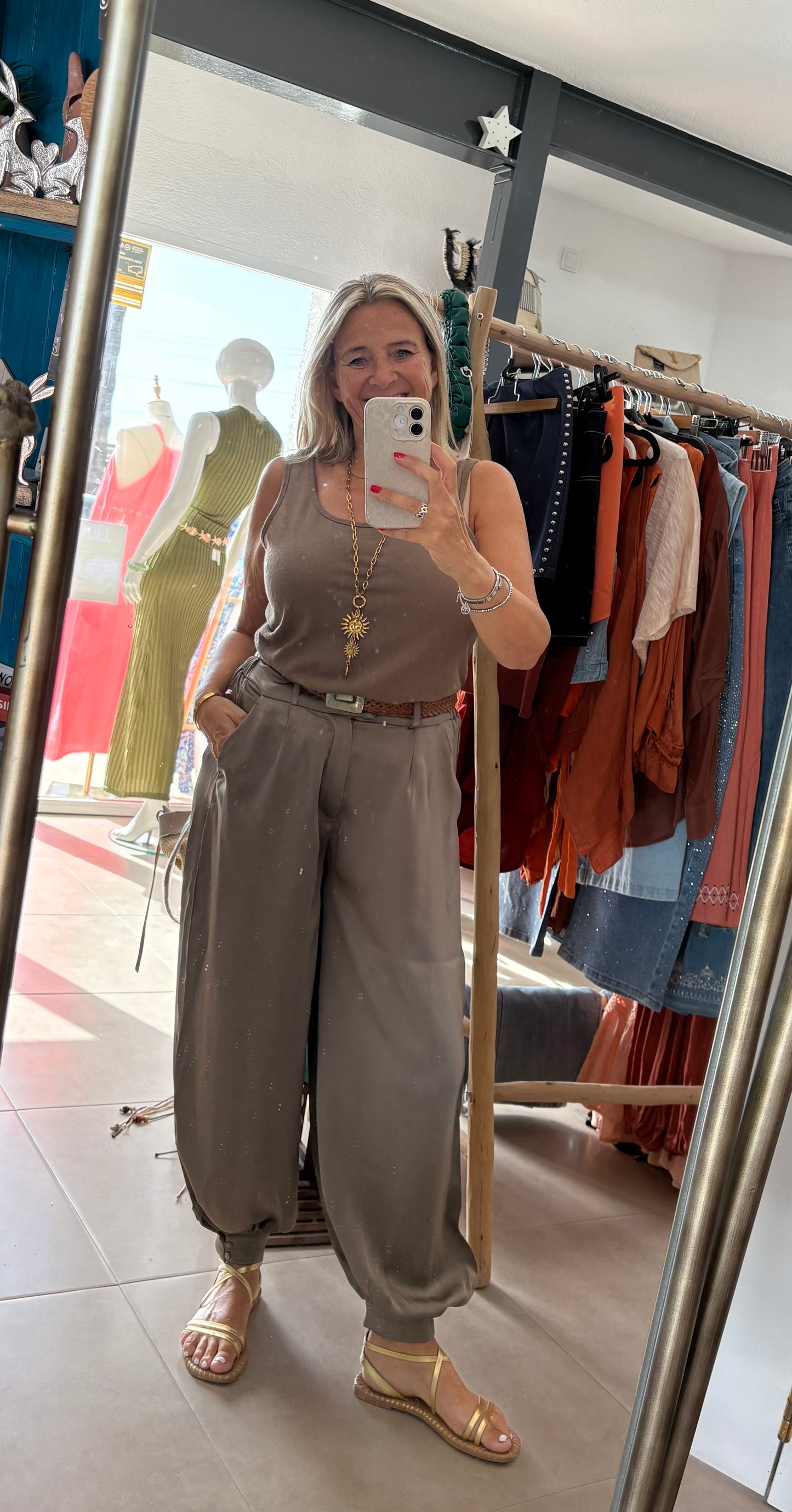 Ankle Cuffed Satin Trousers