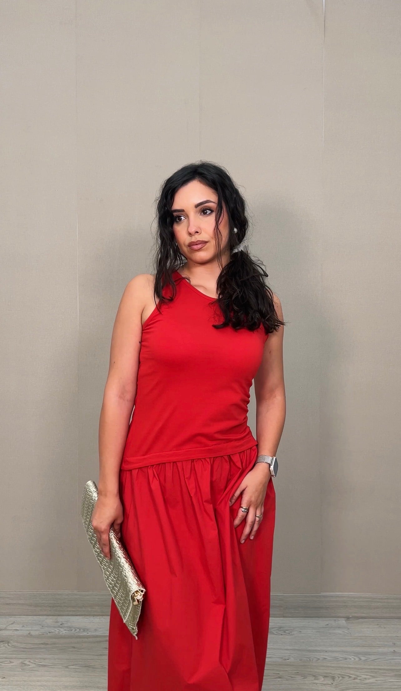 Drop waist vest dress