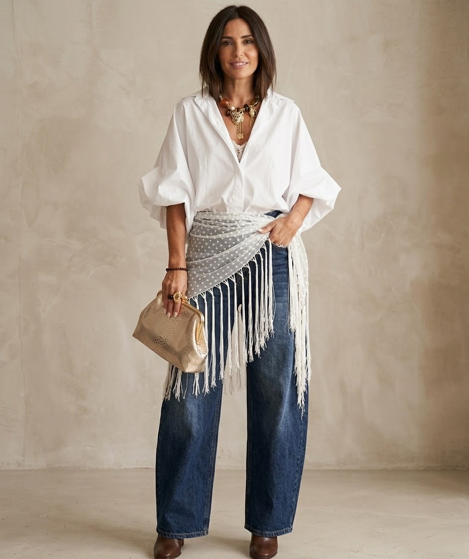Oversized Puff-Sleeve Poplin Shirt
