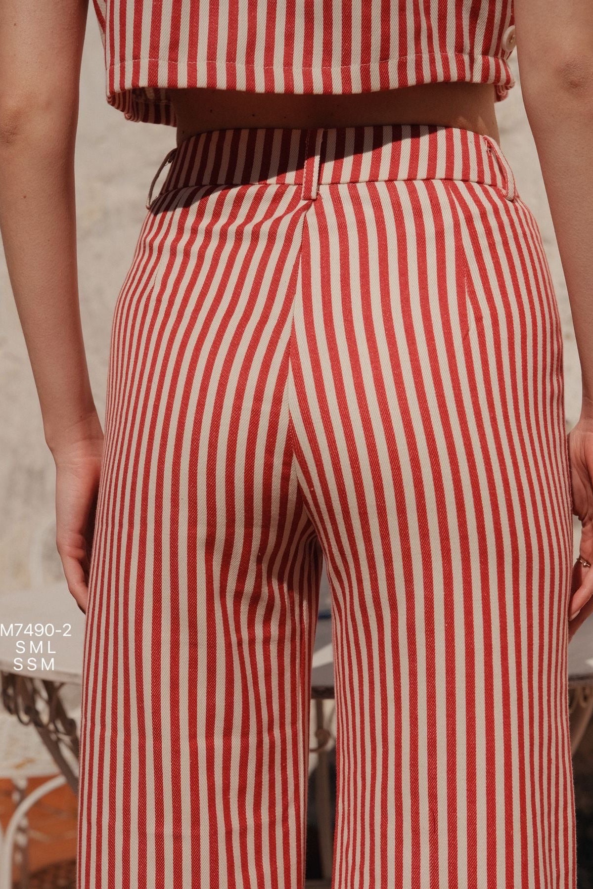Stripey wide leg trousers