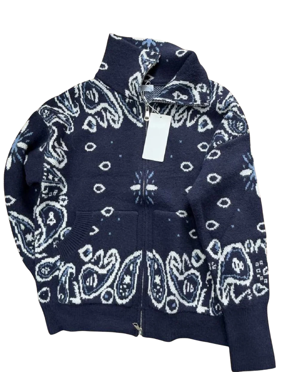Bandana Print Knit Zip Jacket