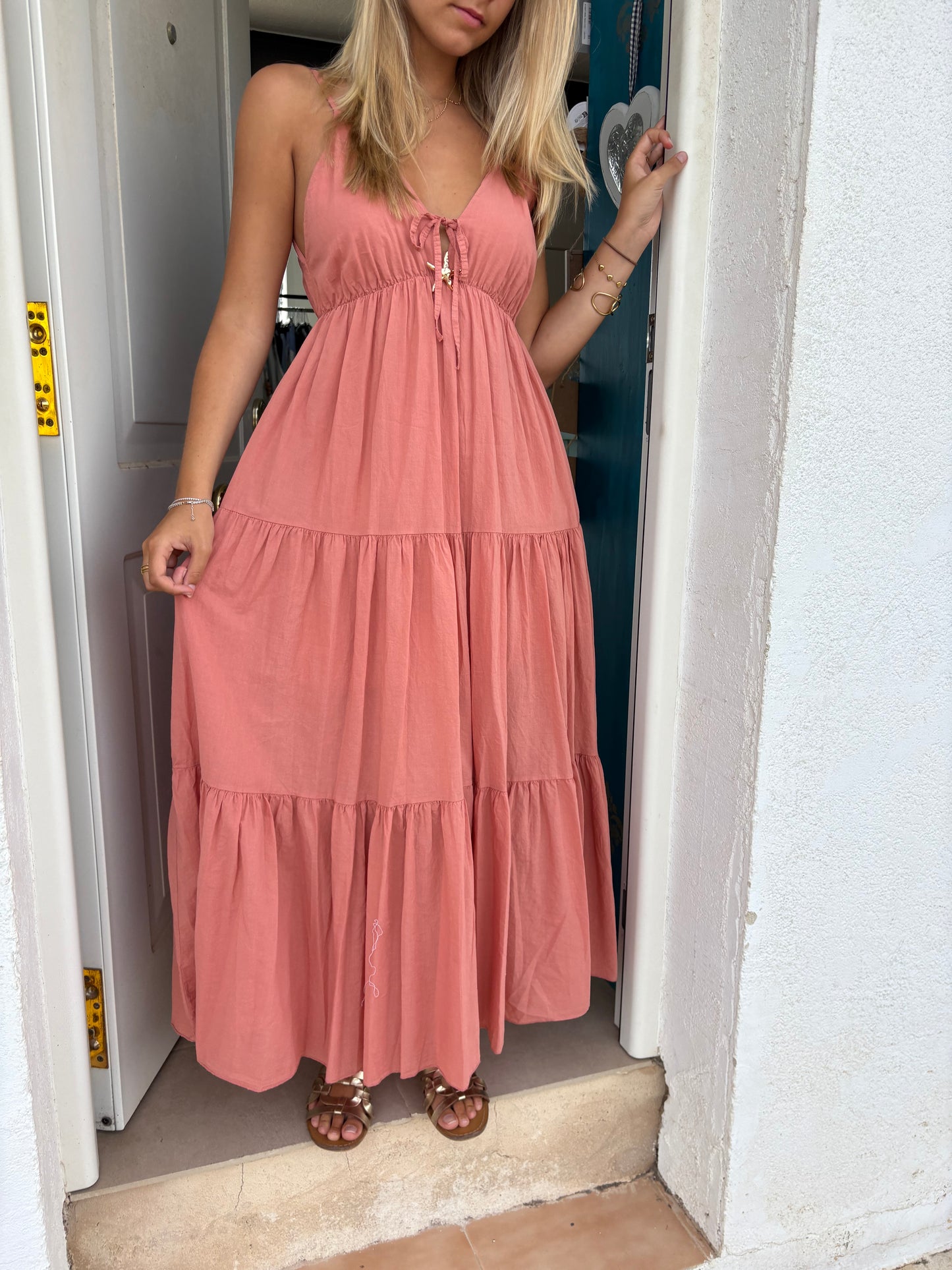 Starfish Tie-Front Tiered Maxi Dress