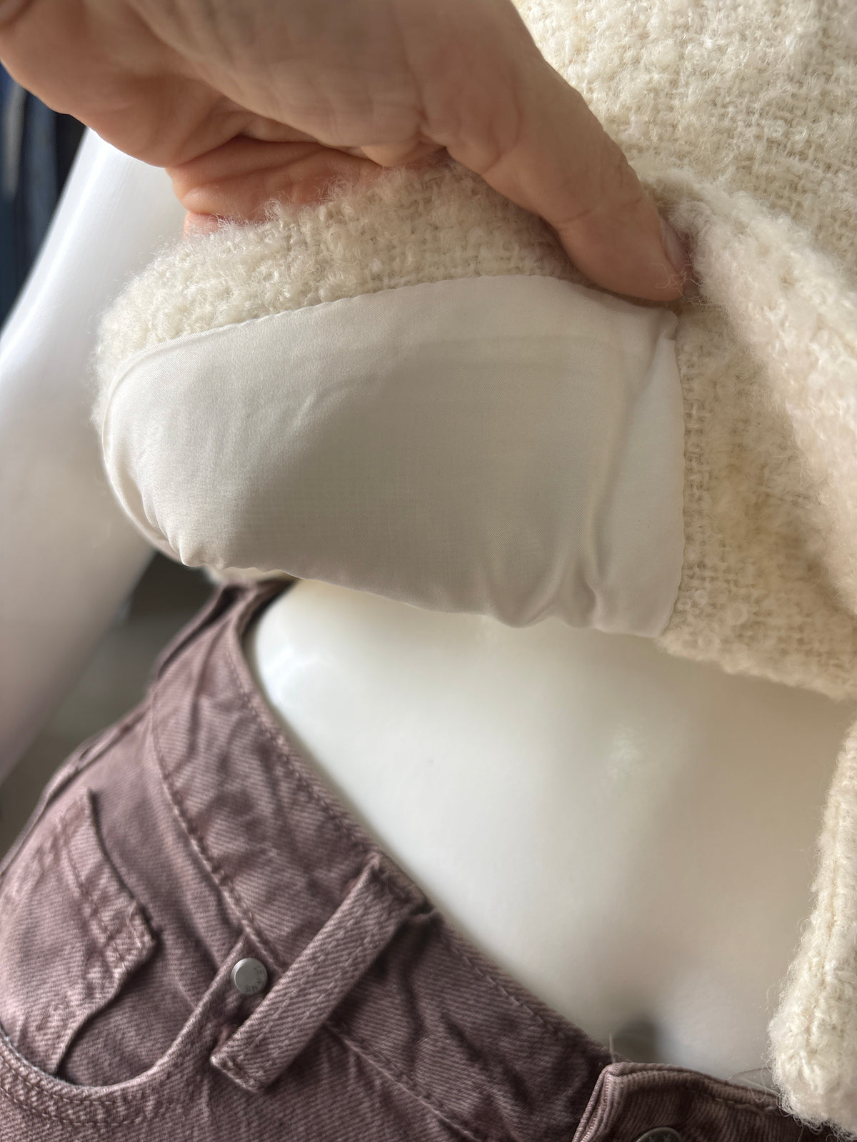 Cream Bouclé Waistcoat with Gold Buttons