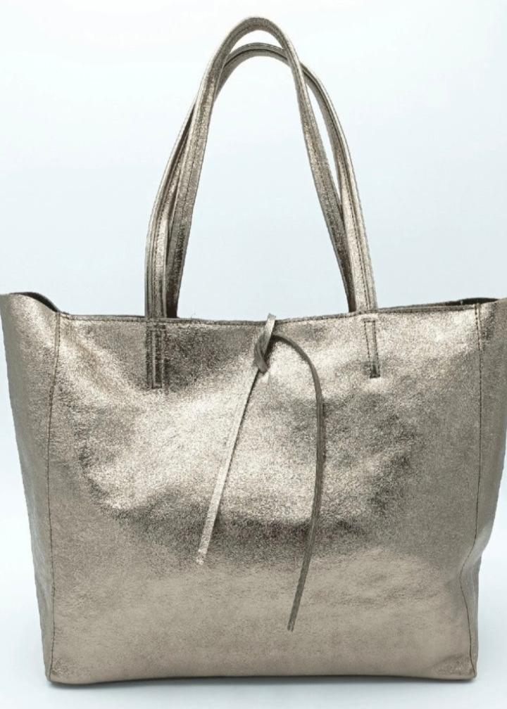 Metallic Leather Tote Bag