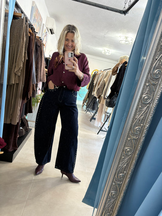 Studded balloon jeans