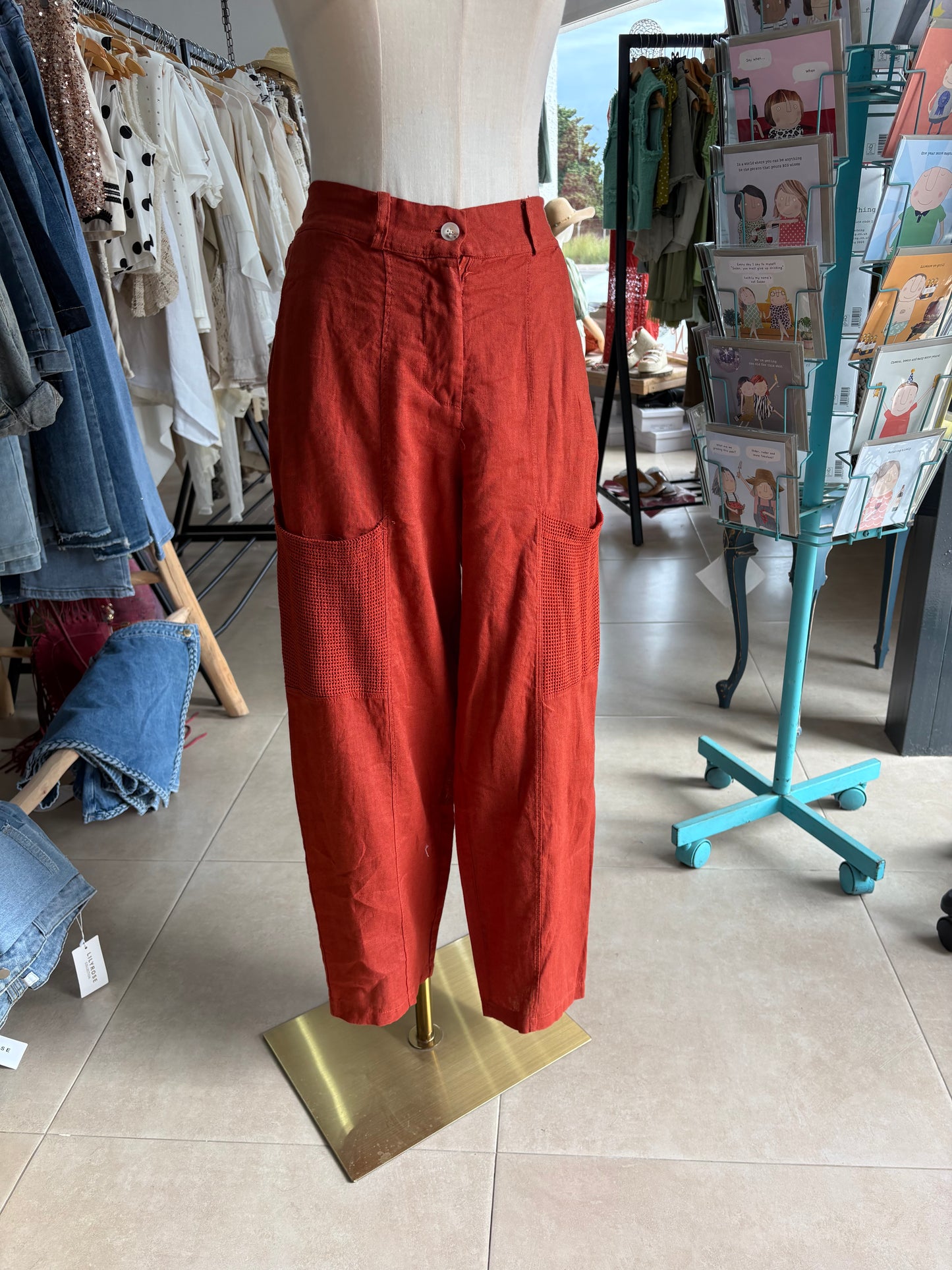 Linen cargo pants