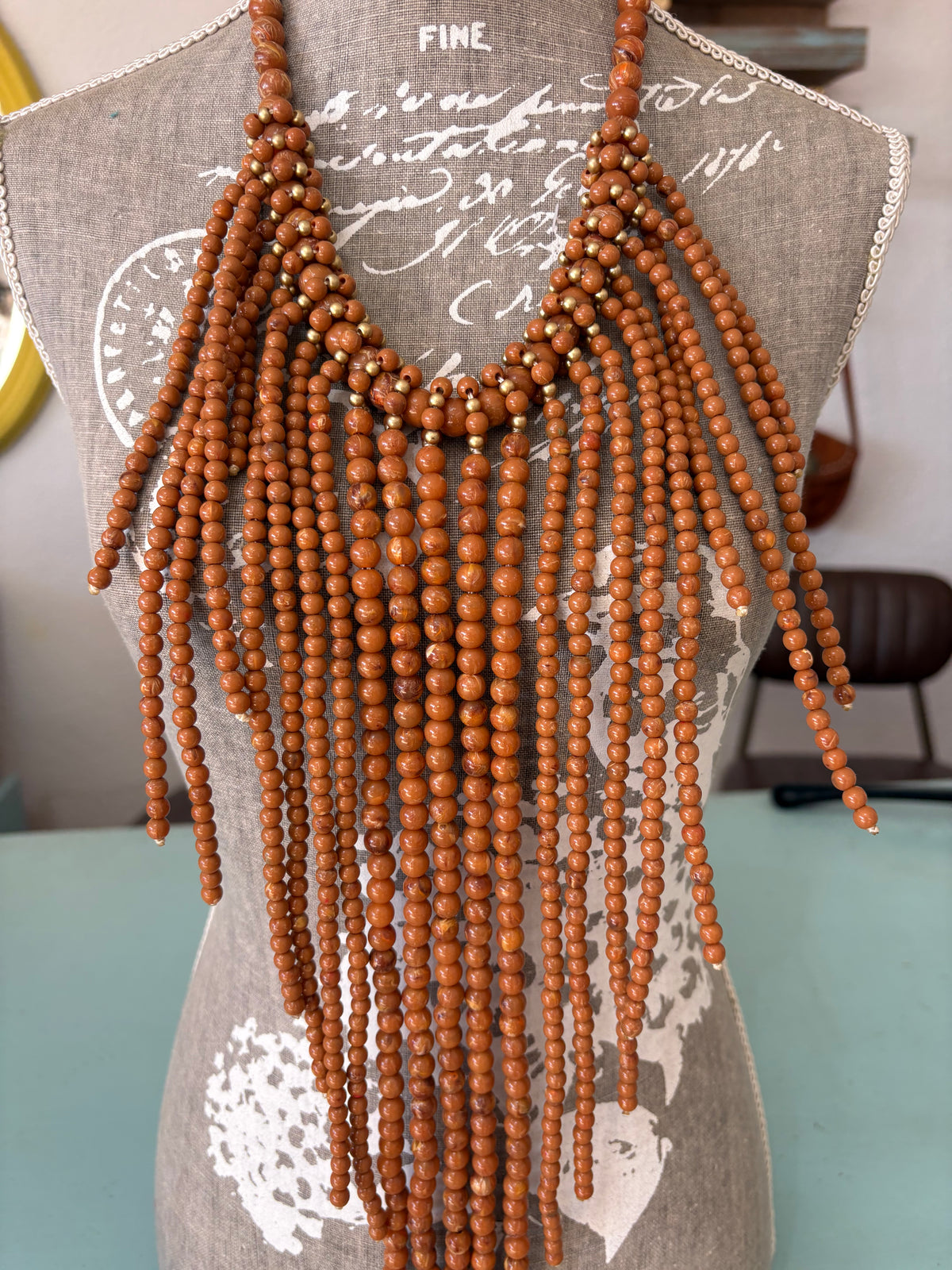 Statement Fringe Bead Necklace
