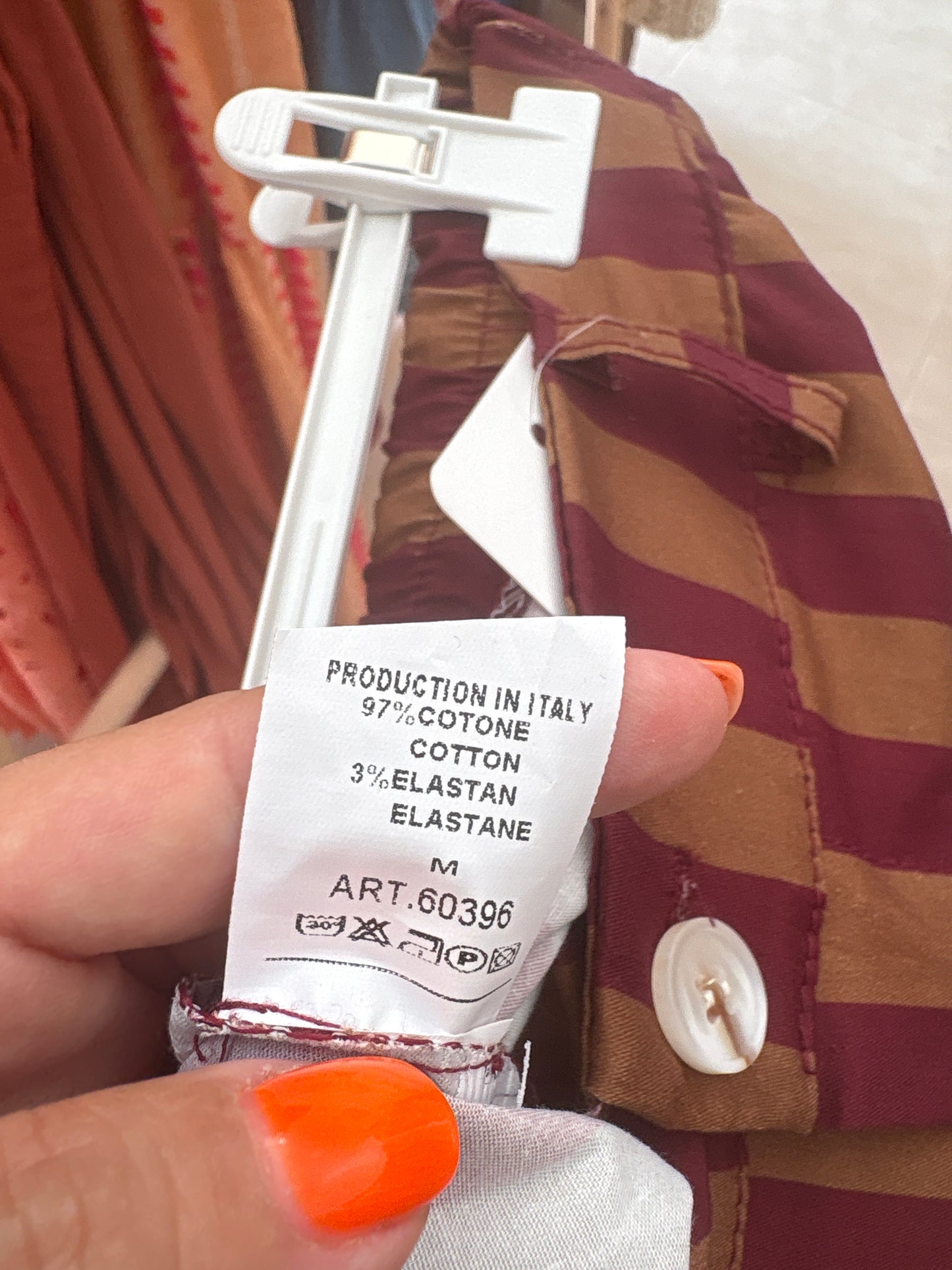 Striped Wide-Leg Trousers – Burgundy & Camel