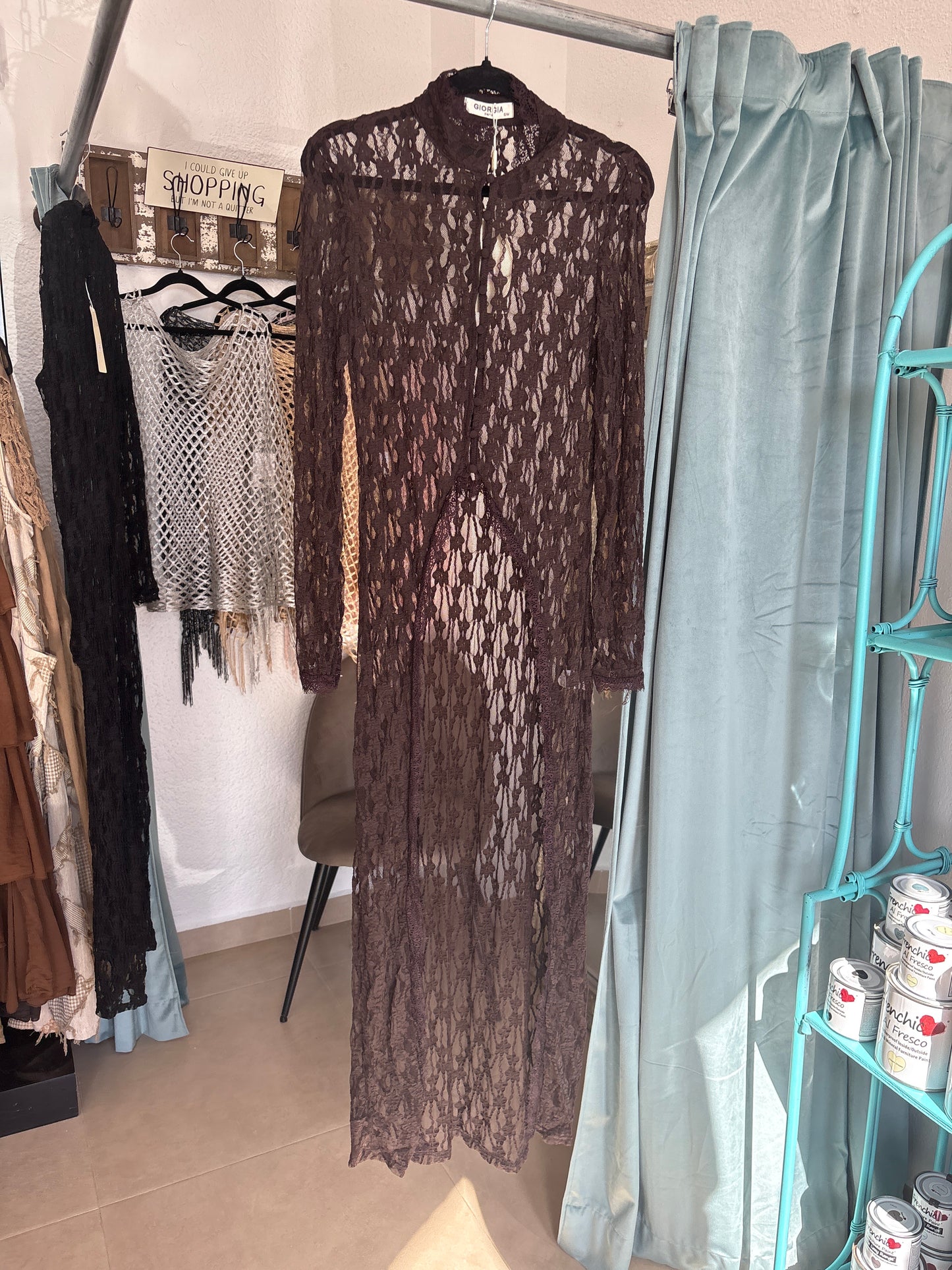 Assymetrical lace overlay top
