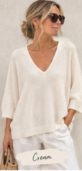 Relaxed V-Neck Knit | Alpaca Blend Jumper
