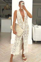 Crochet longline waistcoat dress