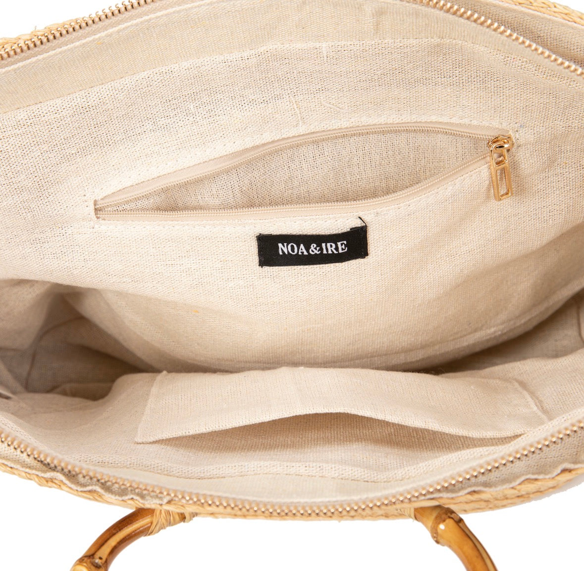Raffia Fringe Tote Bag with Bamboo Ring Handle