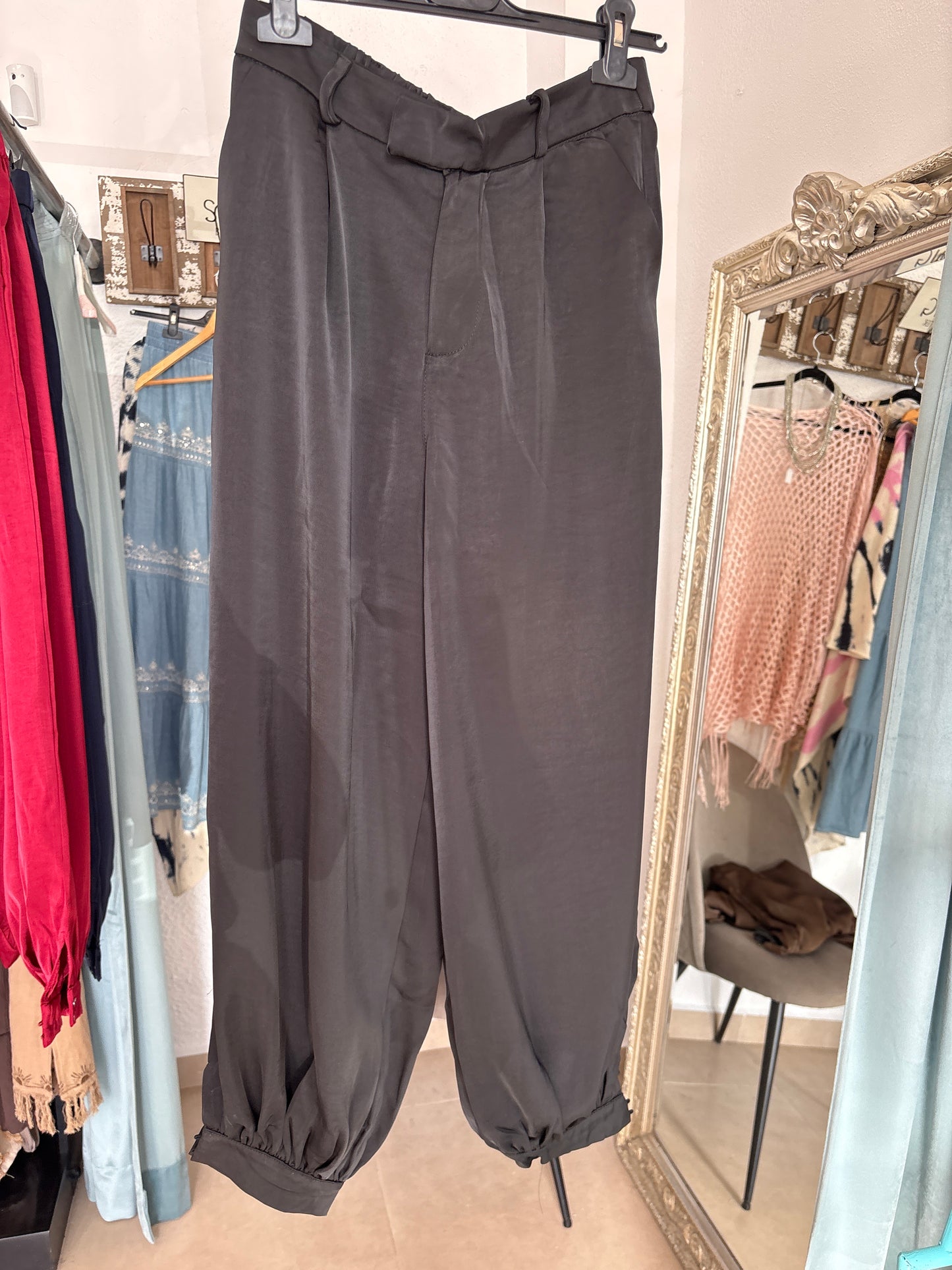 Ankle Cuffed Satin Trousers