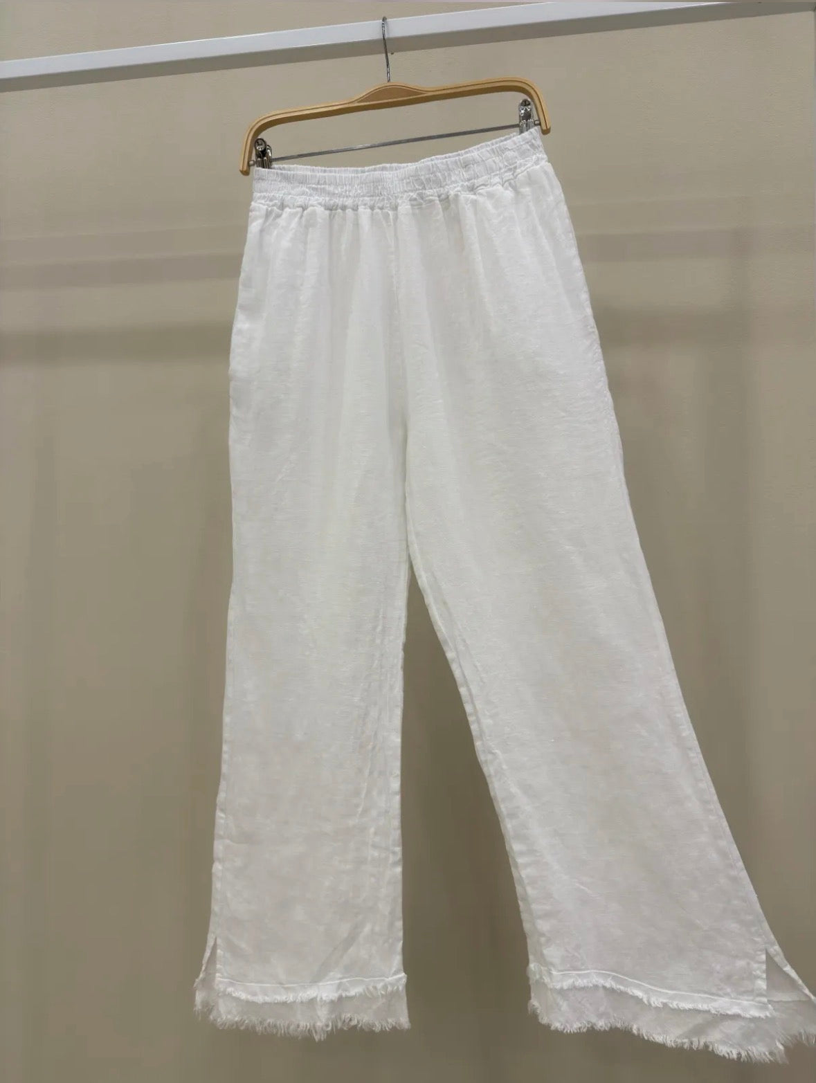 Linen Raw-Edge Wide Leg Trousers