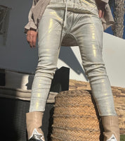 Metallic harem trousers