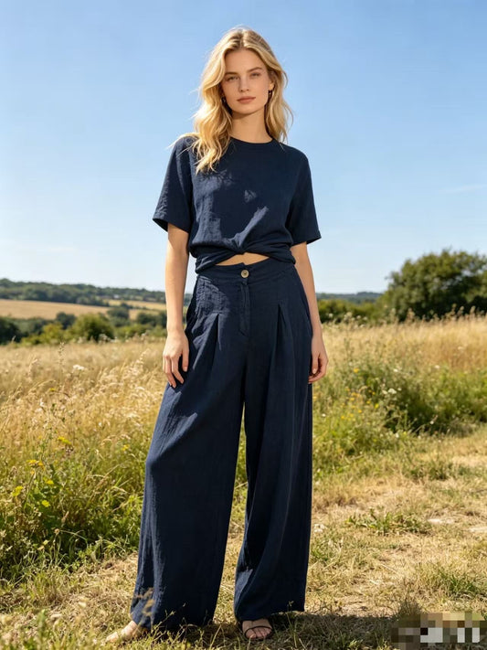 Wide leg linen trousers