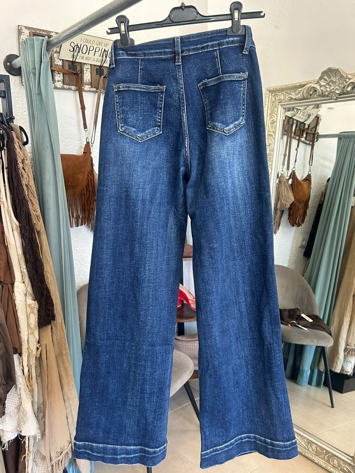 Wide-Leg Dark Wash Denim Jeans