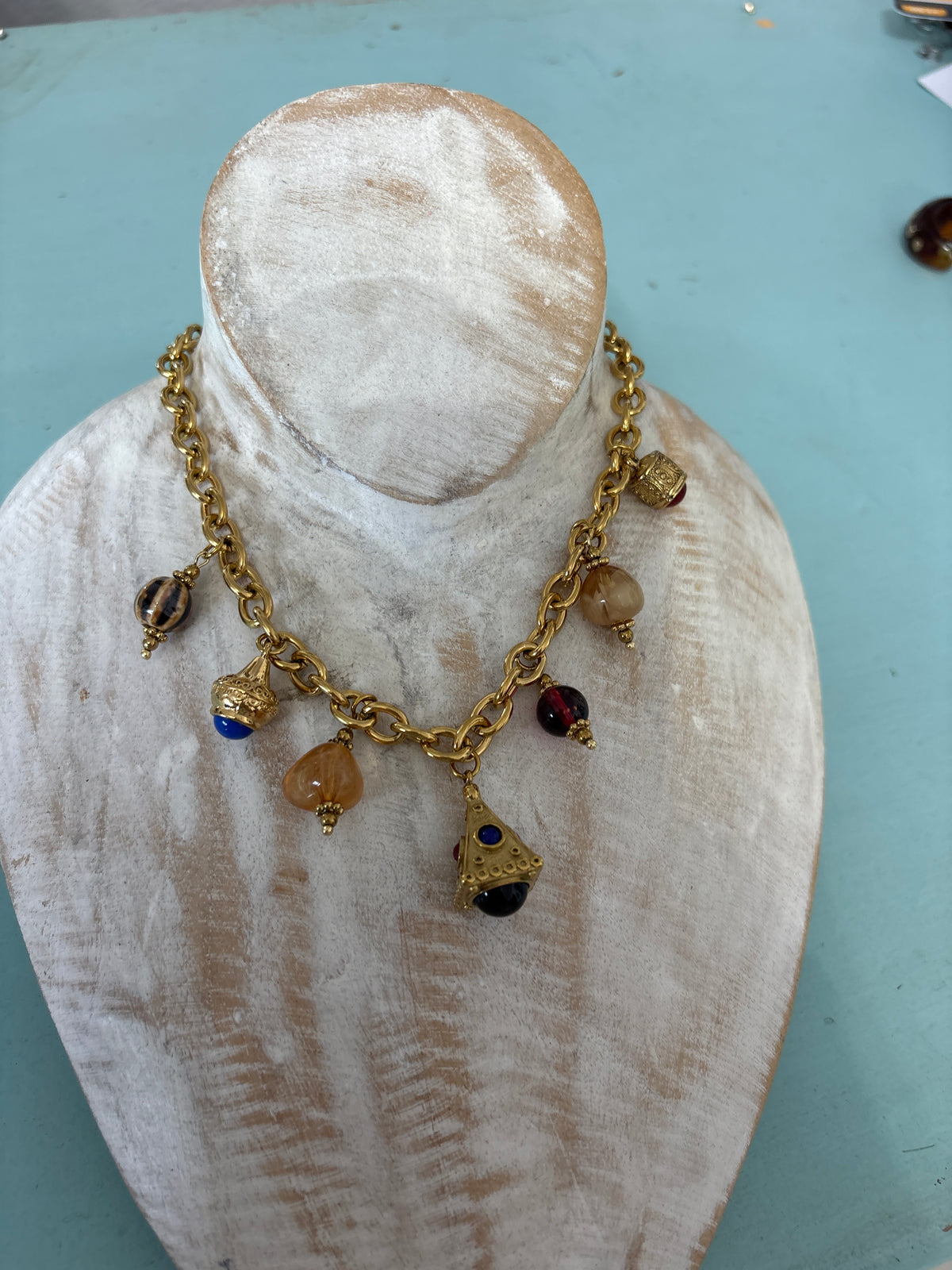 Statement Charm Necklace – Gold