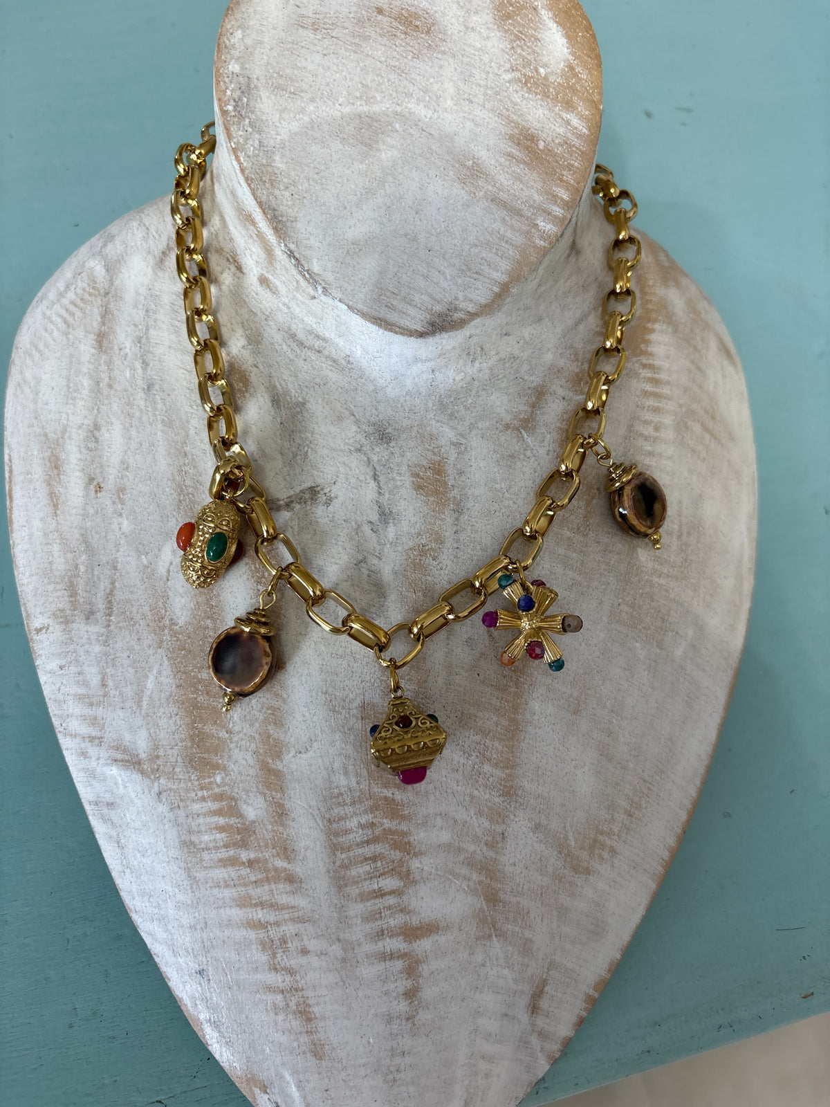 Statement Charm Necklace – Gold
