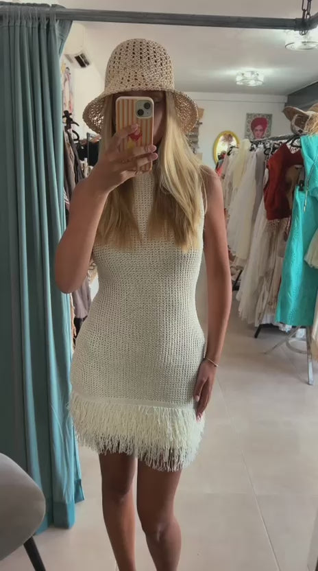 Fringe Knit Mini Dress
